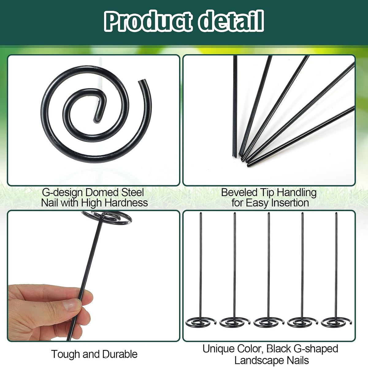 Ferraycle 100 Pcs Landscape Fabric Pins Circle Top Galvanized Landscape Spikes Garden Stakes Spikes