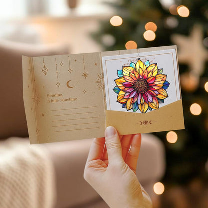 Mandala Sunflower Acrylic Suncatcher Stained Glass Effect Window Car Hanging Christmas Ornament