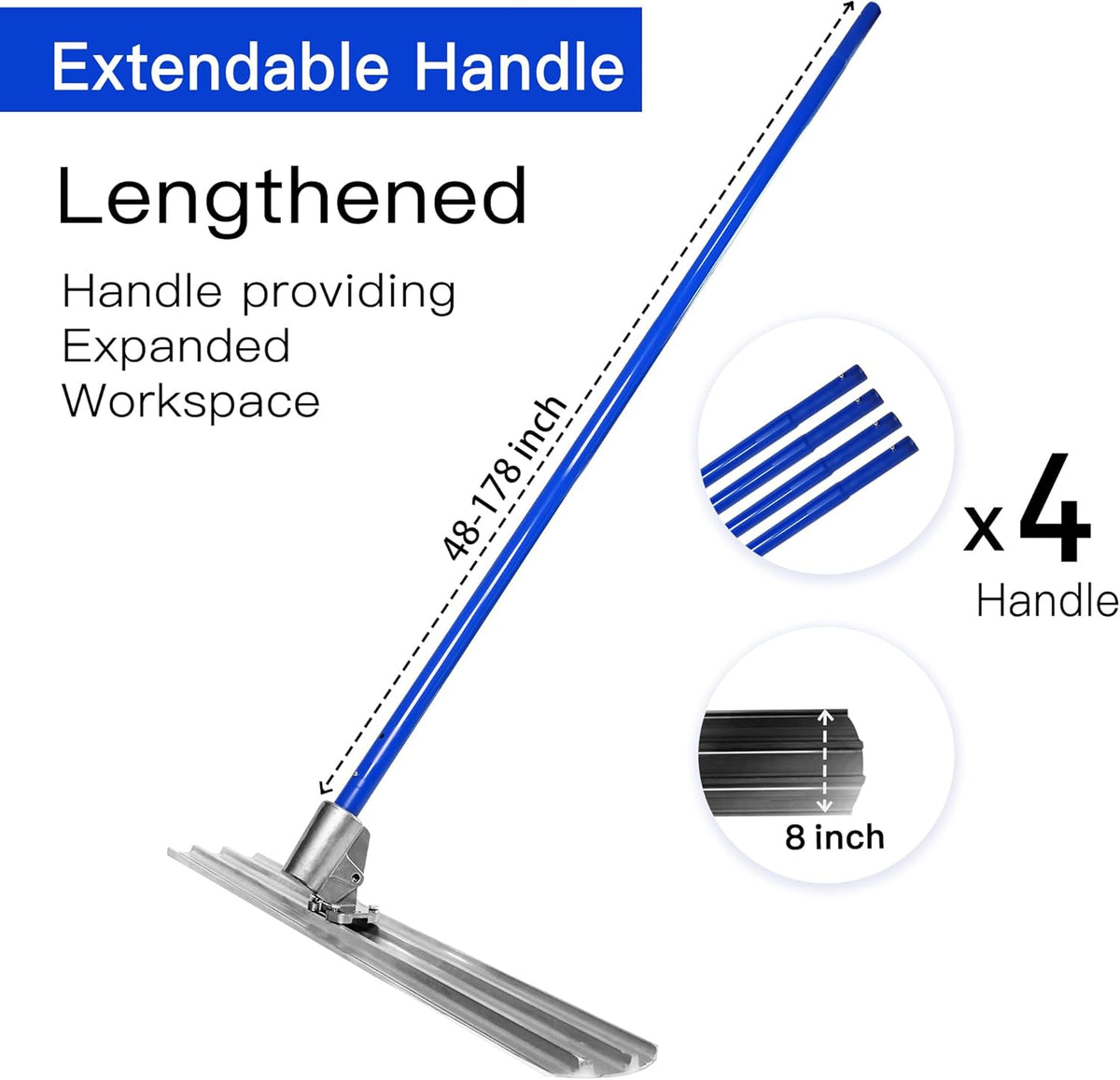 Bull Float Aluminum Magnesium Alloy Concrete Float 48"x8" Round End Board Kit trowel Tool Cement