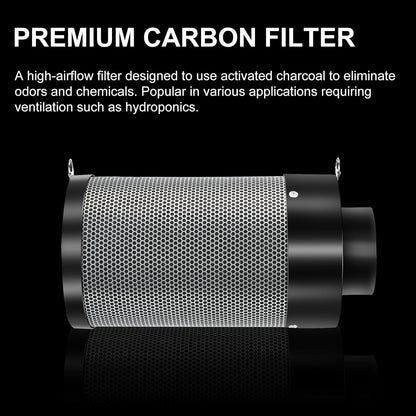 MELONFARM Air Filtration Kit 6", Built-in 14cm Fan Low Nois Carbon Filter with 12-Speed Controller