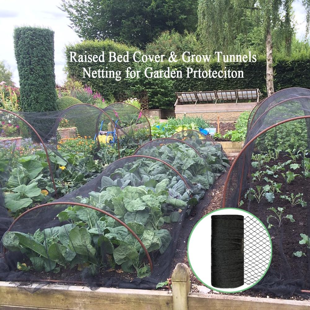 Bird Netting 30x30 Ft, 1/2In Mesh Heavy Duty Garden Netting Pest Barrier for Plants, Fruit Trees