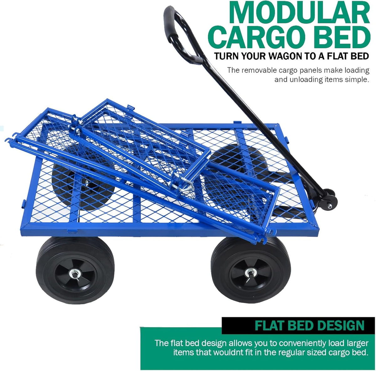 Heavy-Duty Solid Tire Garden Dump Cart - 4.86 cu. ft. Yard Wagon Cart with 600 LBS Capacity &