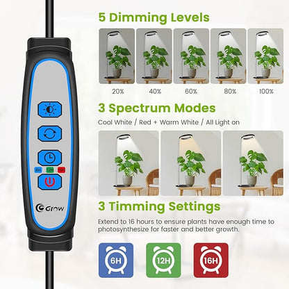 Grow Lights for Indoor Plants, 80 LEDs Full Spectrum Plant Grow Light with 2 Mounting Options