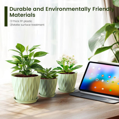 7/6.5/6/5.5/5/4.5/4 inch Plant Pots for Indoor Outdoor Plants, 7 Pack Thick Flower Pots with