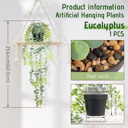 Fake Hanging Eucalyptus Plants Artificial Faux Plants Indoor Small Hanging Greenery Decor for Shelf