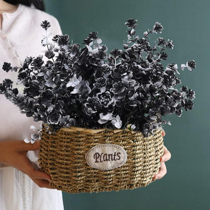 RECUTMS Black Artificial Flowers, 12 Pcs Fake Outdoor UV Resistant Plants Faux Plastic Greenery
