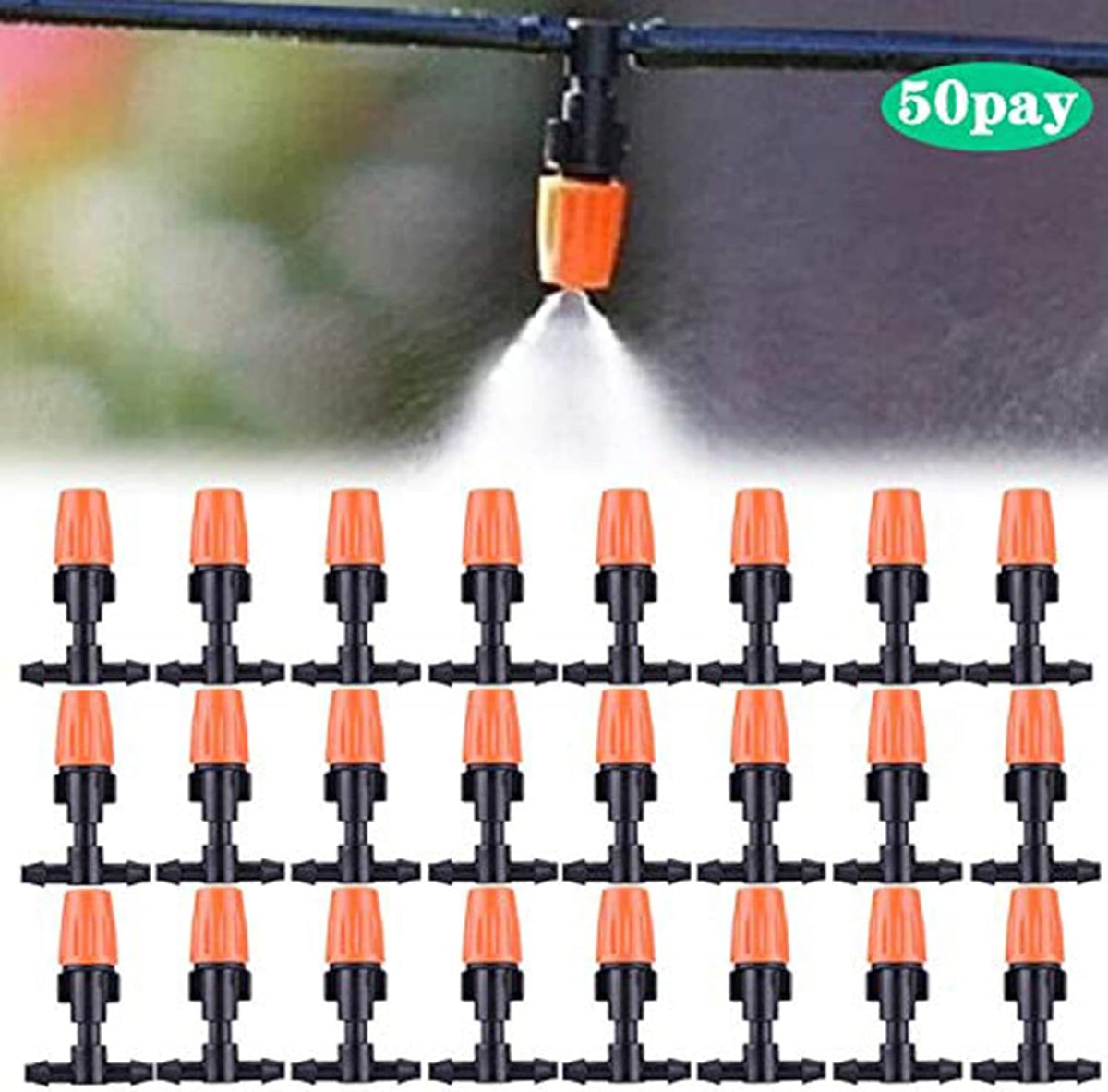 Dceyaor Three-Way Adjustable Garden Irrigation Nozzle, Garden/Roof Cooling Atomizing Plastic