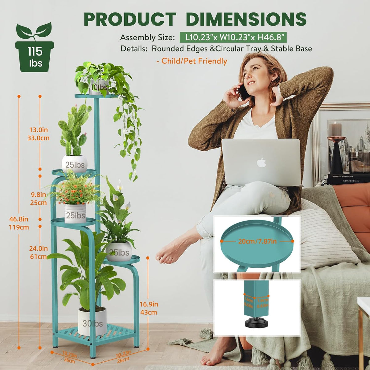 TOSKING 5 Tier Tall Plant Stand Indoor Outdoor, Heavy Duty Corner Shelf for Plants & Decor, Space
