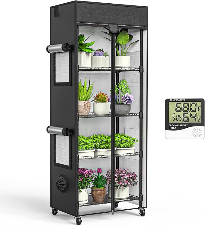 Small Greenhouse for Indoors, 5 Tier 23.1" L×13.2" W×61.2" H mini Greenhouse Outdoor, Indoor