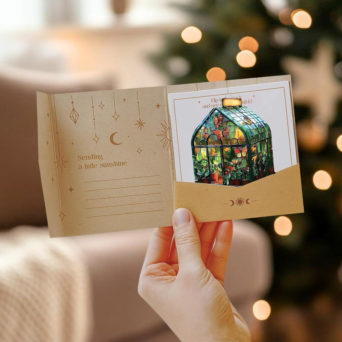 Greenhouse Acrylic Suncatcher Stained Glass Effect Window Car Hanging Christmas Ornament Indoor