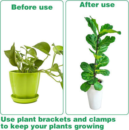 10pcs Green Plant Support Stakes with 15pcs Clips, Bendable Stakes for Tall Plants, Indoor &