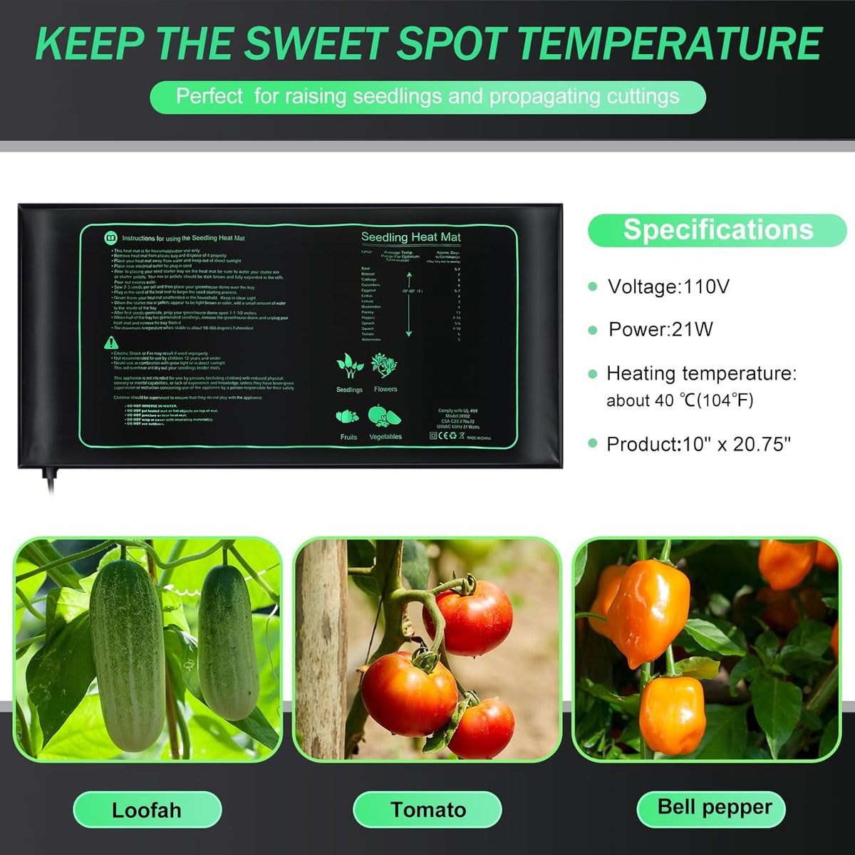ROCEEI 10 Pack Durable Seedling Heat Mat 10 x 20.75 Waterproof Plant Heating Pad Warm Hydroponic