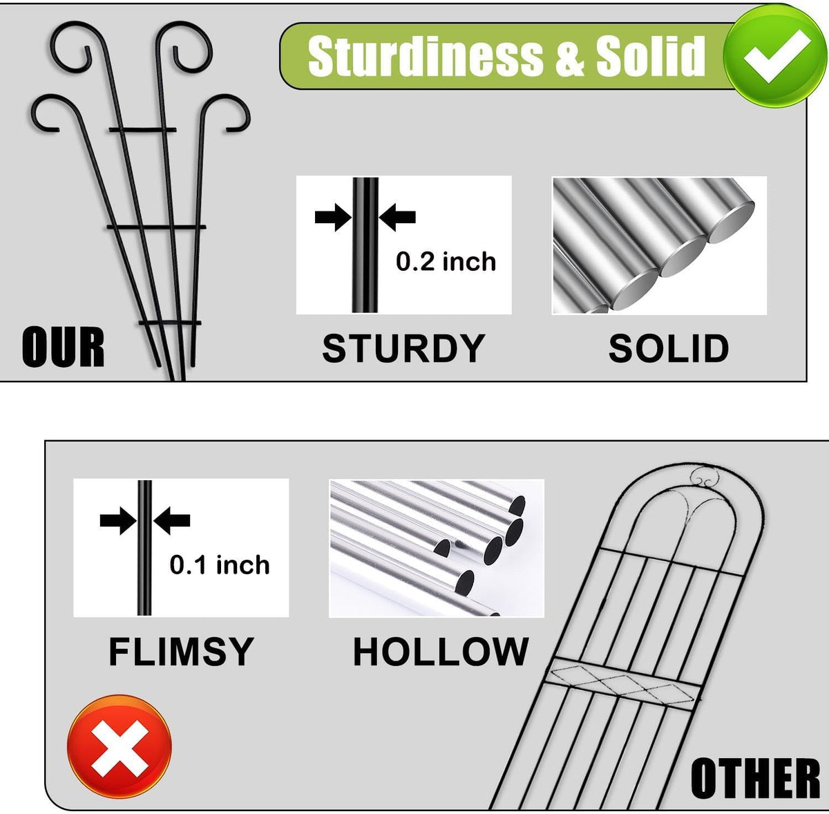 2 Pack Black Coated Wave Pot Trellis 31'' Stakes for Climbing Plants Patio Plant Support for