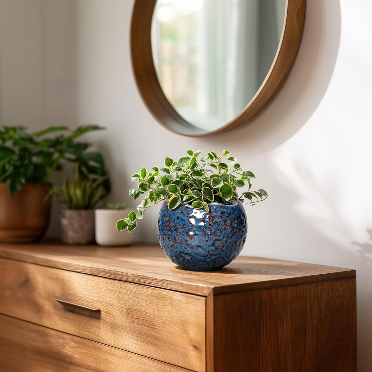 Ceramic Pots for Plants - 4 inch Plant Pots for Indoor Outdoor, Small Planter with Drainage Hole