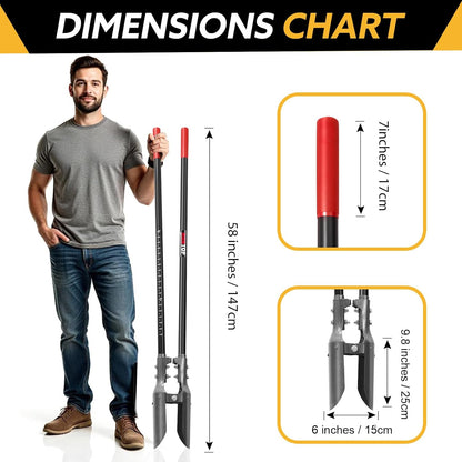Heavy Duty Post Hole Digger with Fiberglass Handle Manual Fence Post Diggers,58 inches