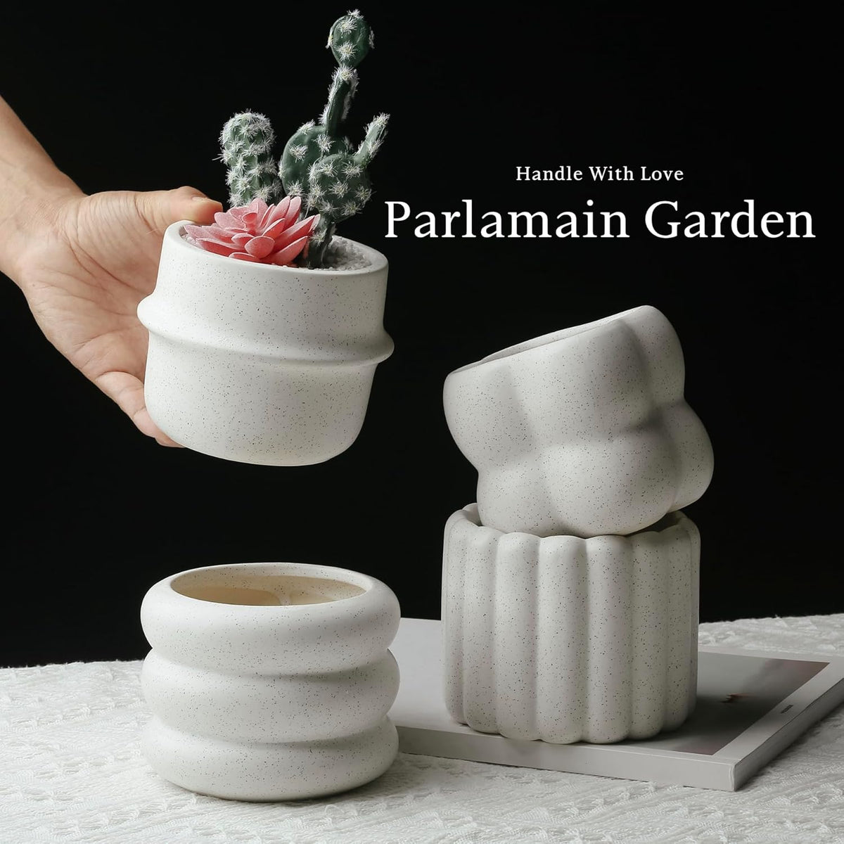 Ceramic Succulent Pots Set of 4 Small Planters for Indoor Plants 4x4 Inch Decorative Plant Pots