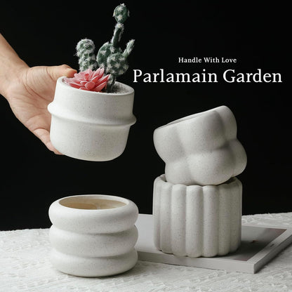Ceramic Succulent Pots Set of 4 Small Planters for Indoor Plants 4x4 Inch Decorative Plant Pots