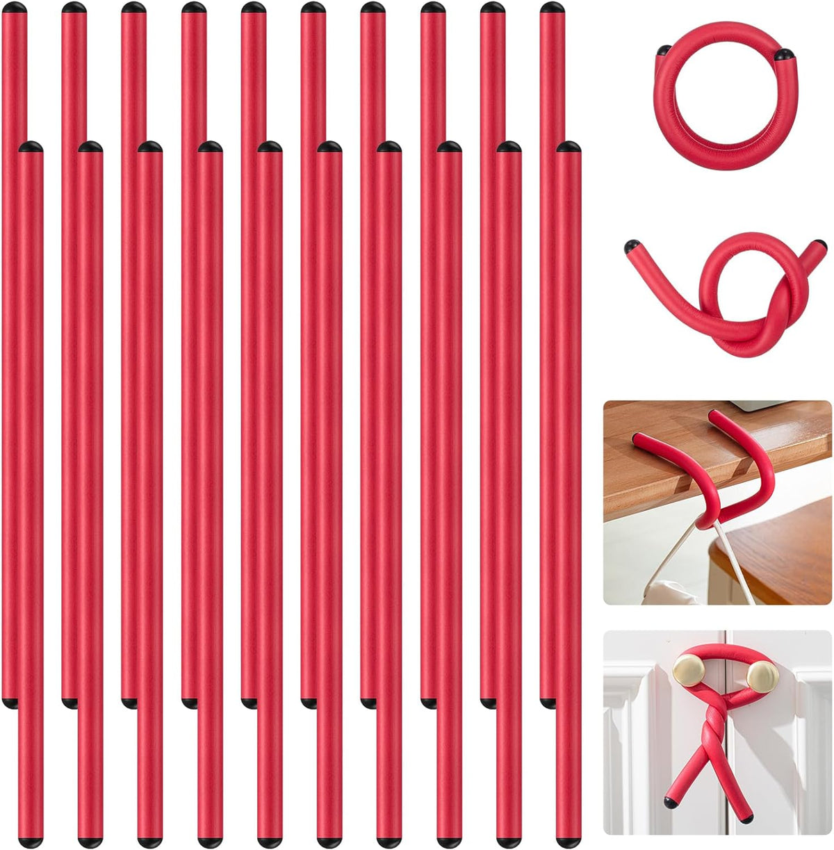 20 Pcs 17 Inch EVA Foam Twist Rubber Ties Reusable Bendable Cable Tie Straps Flexible Heavy Duty