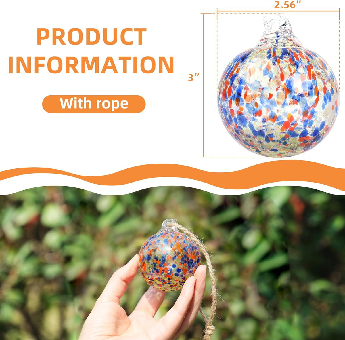 VOREEN Set 6 Hand-Blown Glass Ornaments Balls Witches Ball Hanging Glass Gazing Ball Friendship