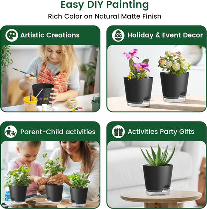 6 inch Self Watering Pots for Indoor Outdoor Plants, 3 Pack Flower Plant Pots with Drainage Holes