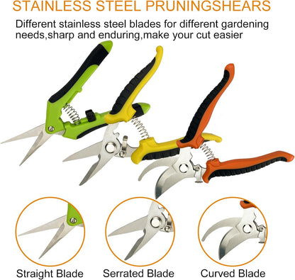 Pruning Shears, 4 Pack Garden Shears with Gardening gloves, Clippers Handheld, Stainless Steel