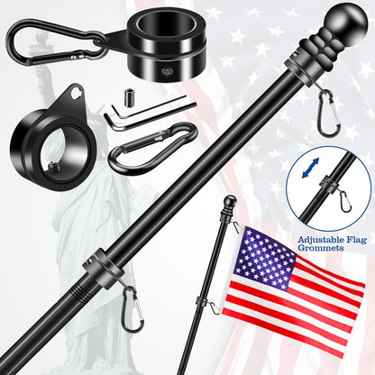 1" Black Flag Pole Rings, 2 Pcs Anti Wrap Aluminum Alloy Flag Pole Clip Swivels, 360° Rotating
