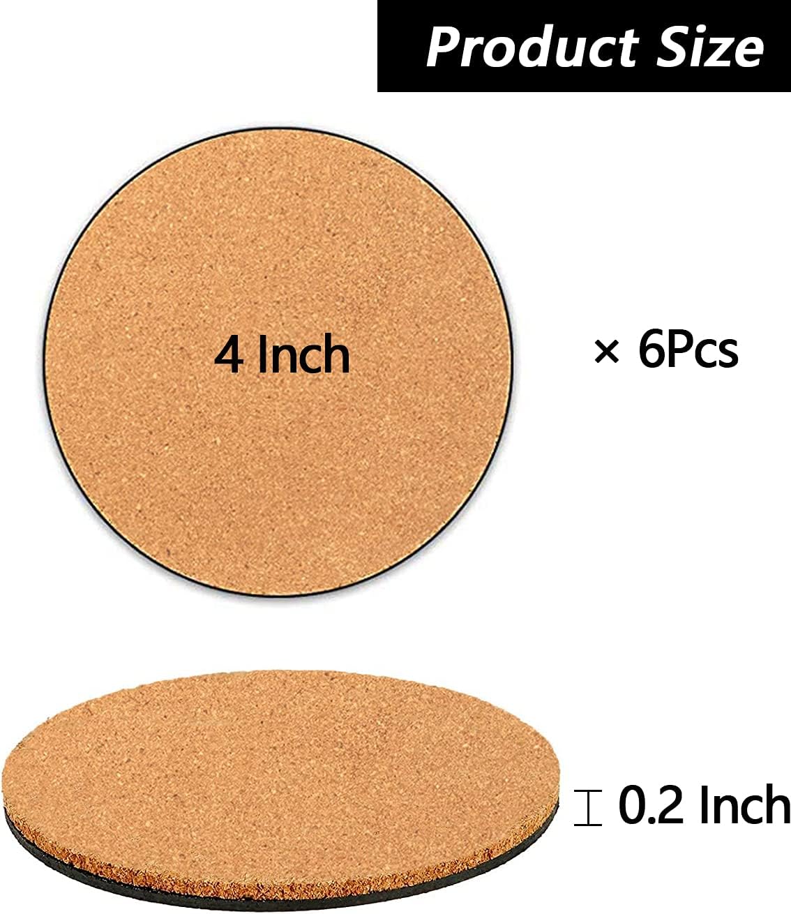 6 Pieces Cork Plant Coasters, 4 Inch Cork Plant Mats, Cork Coaster for Planters, Plant Coasters for