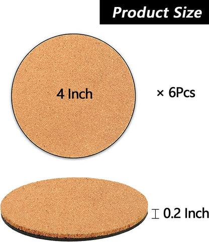 6 Pieces Cork Plant Coasters, 4 Inch Cork Plant Mats, Cork Coaster for Planters, Plant Coasters for