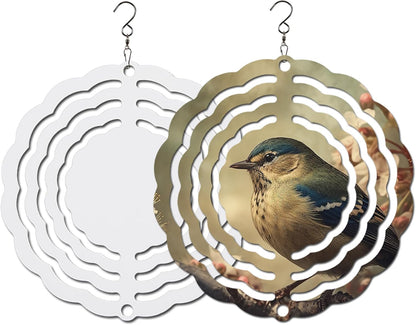 10 pcs Sublimation Wind Spinner Blanks 3 Inch Round 3D Aluminum Sublimation Blanks Wind Spinners