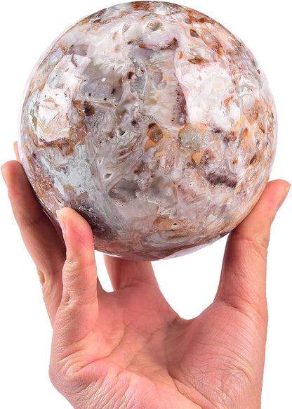 JIC Gem Extra Large Striped Agate Crystal Sphere Decorative Crystal Ball Healing Gemstone Sphere