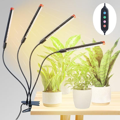 4-Head Strong Clip Grow Lights for Indoor Plants, Seed Starting, Bonsai, Succulent, Cactus with