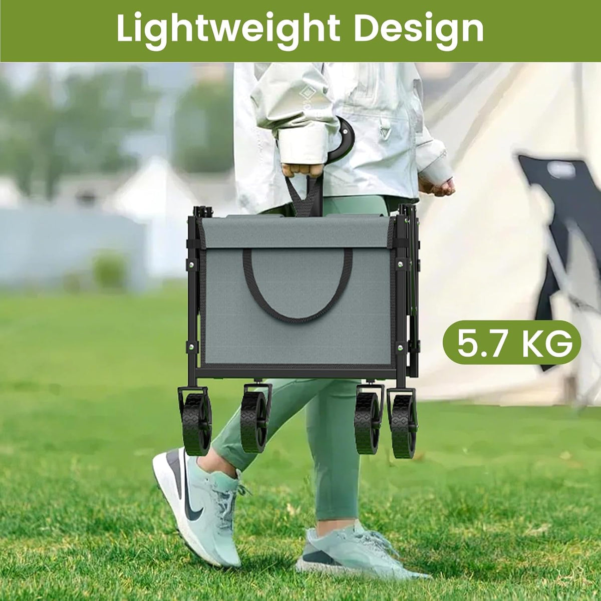 Collapsible Wagon with Wheels, 220 lbs Wagons Carts Foldable Wagon Cart with Flexible Handle