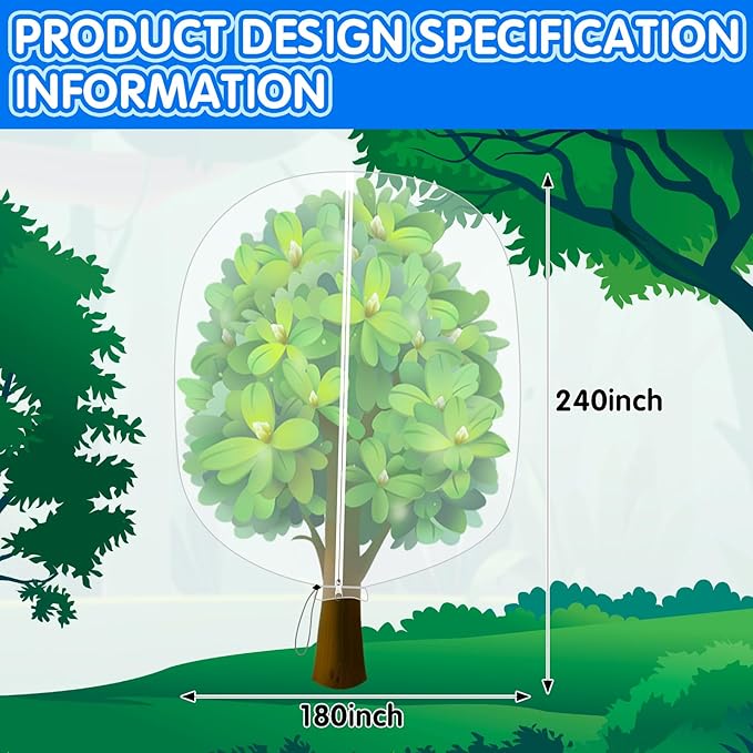 7.9×5.9FT Tree Covers for Winter, Plant Covers Freeze Protection with Drawstring and Zipper, Frost
