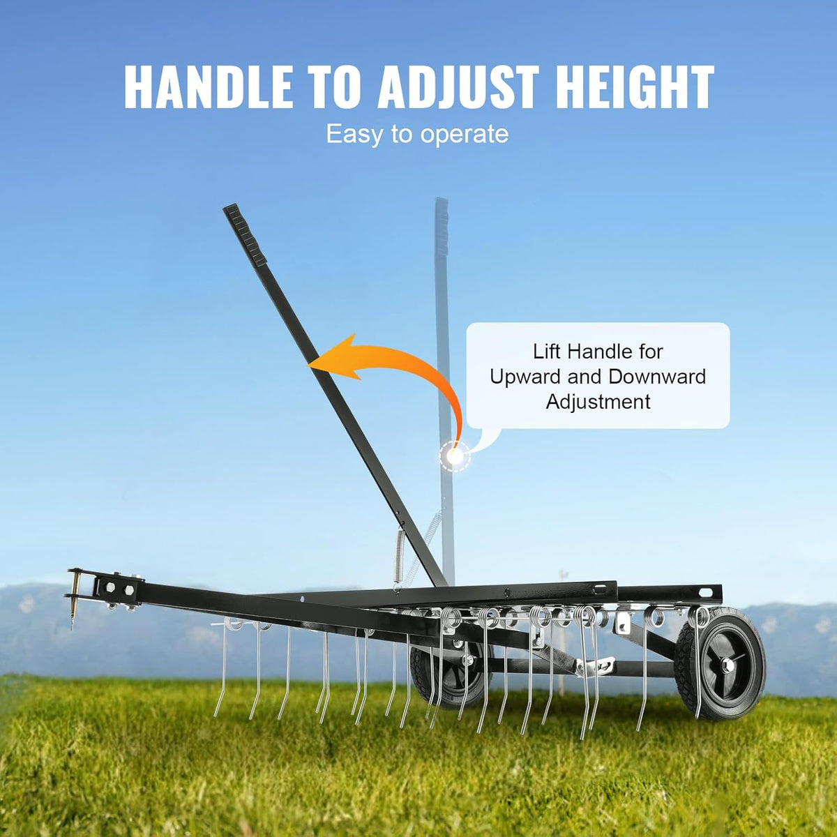 VEVOR Tow Behind Dethatcher, 40-inch Tow Dethatcher with 20 Spring Steel Tines, Lawn Dethatcher