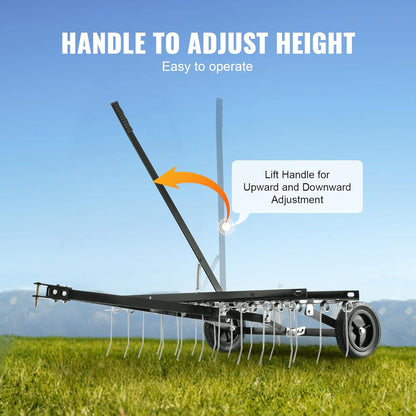 VEVOR Tow Behind Dethatcher, 40-inch Tow Dethatcher with 20 Spring Steel Tines, Lawn Dethatcher
