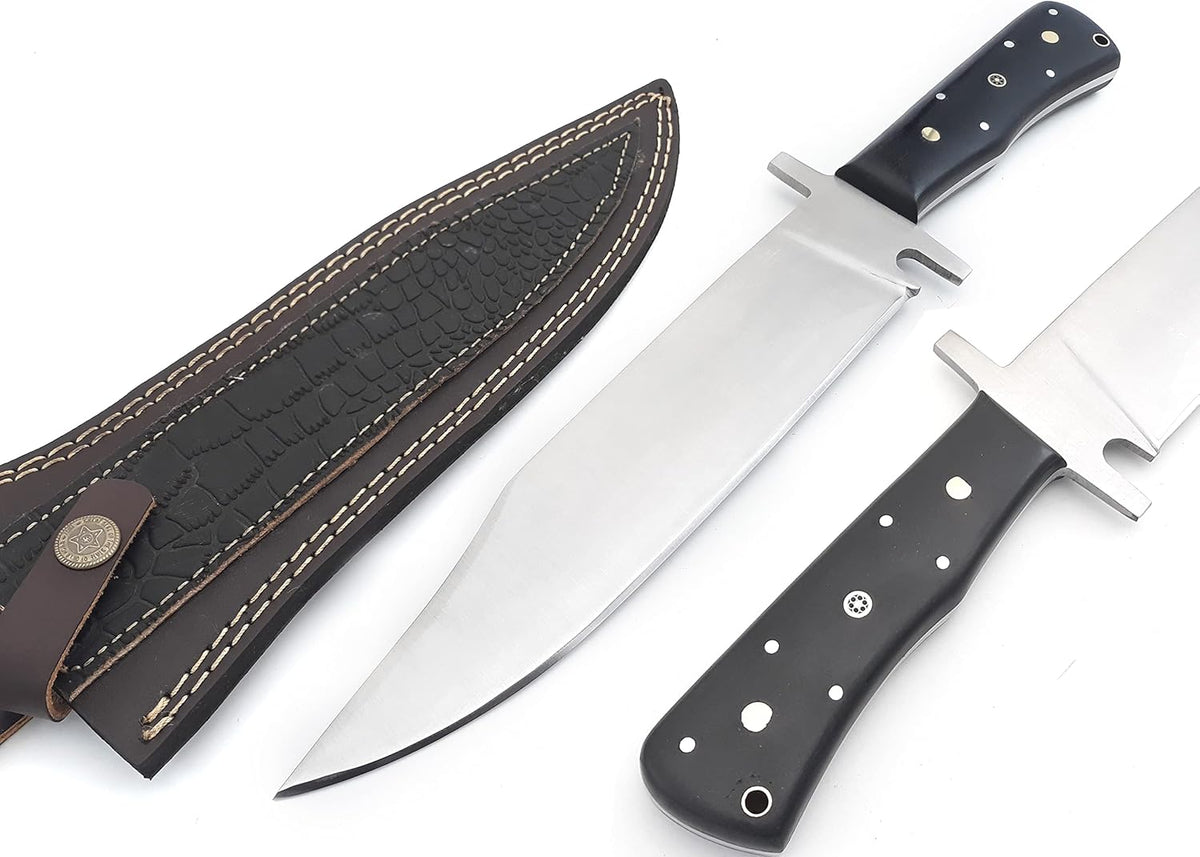 Nooraki - 15" Handmade Full Tang Hunting Knife with Leather Sheath, Multipurpose Bowie Knife with
