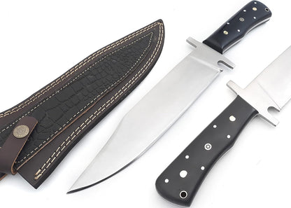 Nooraki - 15" Handmade Full Tang Hunting Knife with Leather Sheath, Multipurpose Bowie Knife with