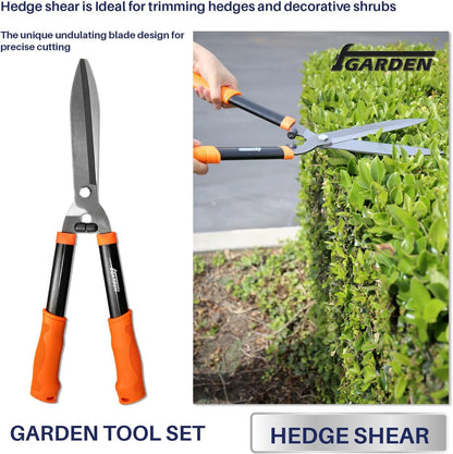 3 Piece Combo Garden Tool Set with Lopper, Hedge Shears and Pruner Shears, Tree & Shrub Care Kit