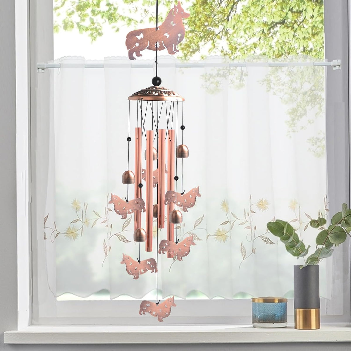 Dachshund Wind Chimes - Handcrafted Brass Unique Outdoor Musical Decor for Garden,Patio & Nursery