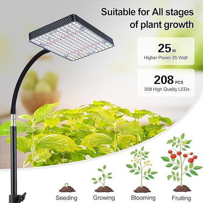 Grow Light with Stand and Timer, 25 Watt Power Home Plug Standing Tall Plant Light, Full Spectrum