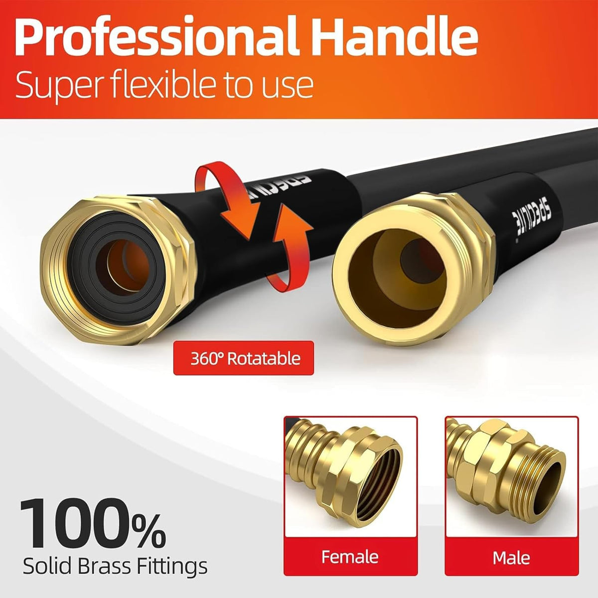 SPECILITE Garden Water Hose 150 ft x 5/8 in Heavy Duty, Flexible and Lightweight, Burst 600 psi