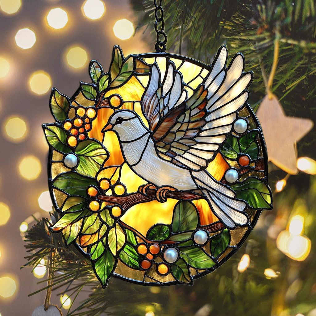 Peaceloving Dove Acrylic Suncatcher Stained Glass Effect Window Car Hanging Christmas Ornament