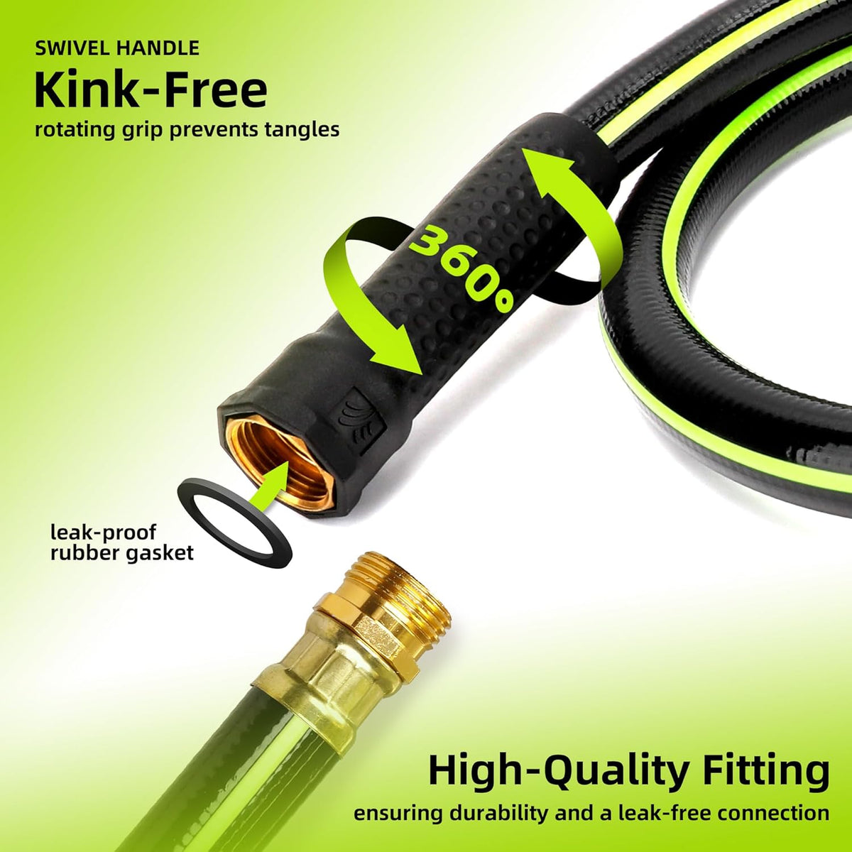Worth Leader Long Garden Hose 5/8 in. x 50 ft. -No Kink, Flexible, Leakproof, Male to Female