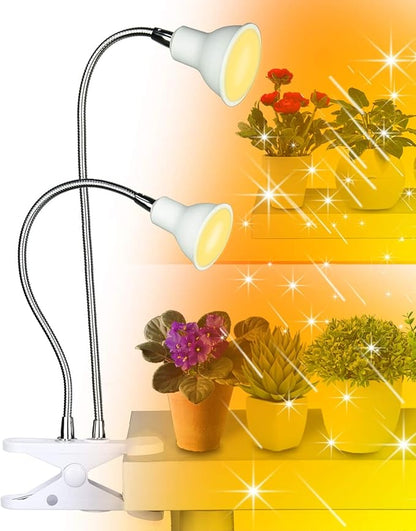 DOMMIA Grow Lights for Indoor Plants,Full Spectrum Grow Light with Warmwhite Red LED,Dual Head Clip