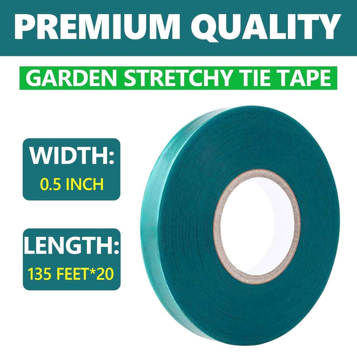 20 Pack Total 2700 Feet Stretch Tie Tape Roll 1/2" Garden Tape Sturdy Garden Plant Ties Green Vinyl