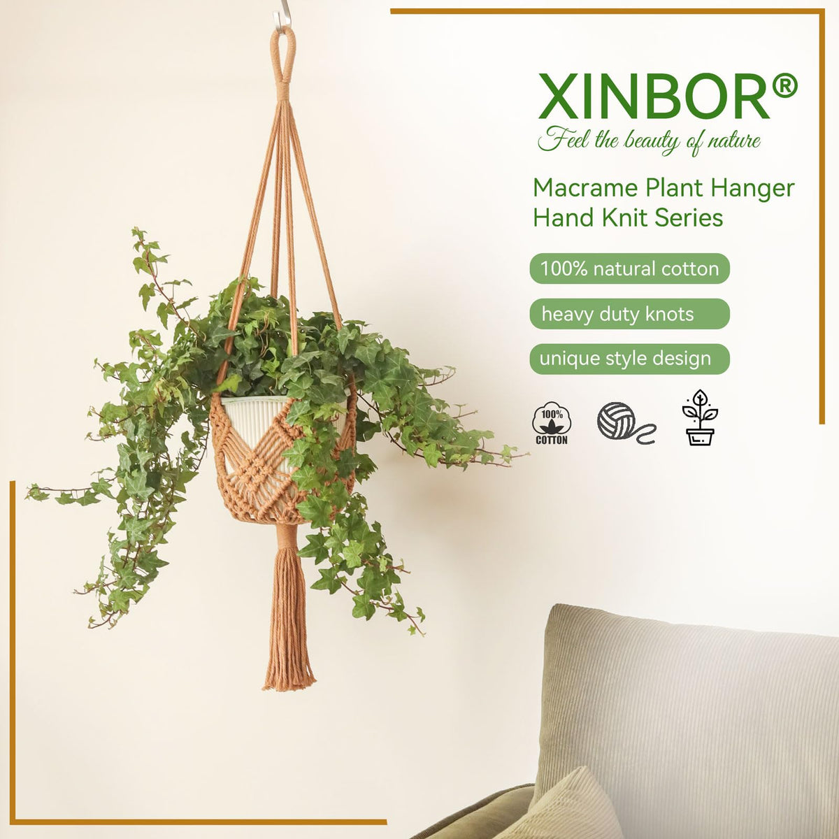 Hanging Planter with Patterns,2Packs Macrame Plant Hangers Indoor Macrame for up to 8 inch Pot