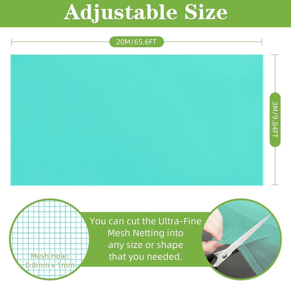 10 x 65FT Garden Mesh Netting, Ultra Fine Mesh Protection Netting Plant Covers Greenhouse Row Cover