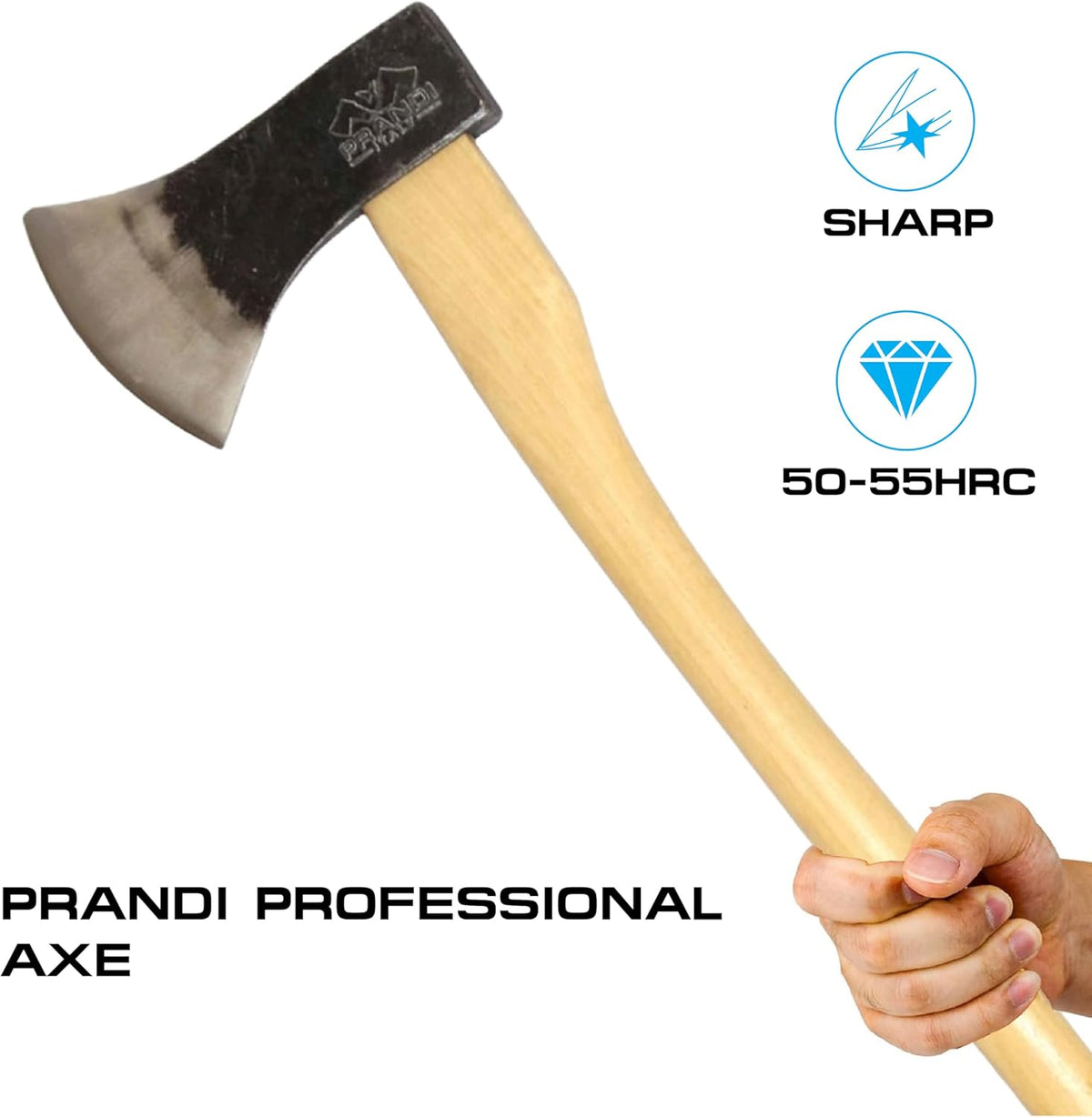 Prandi Axes Professional C45 Forged Carbon Steel Hatchet - Hickory Handle with Leather String