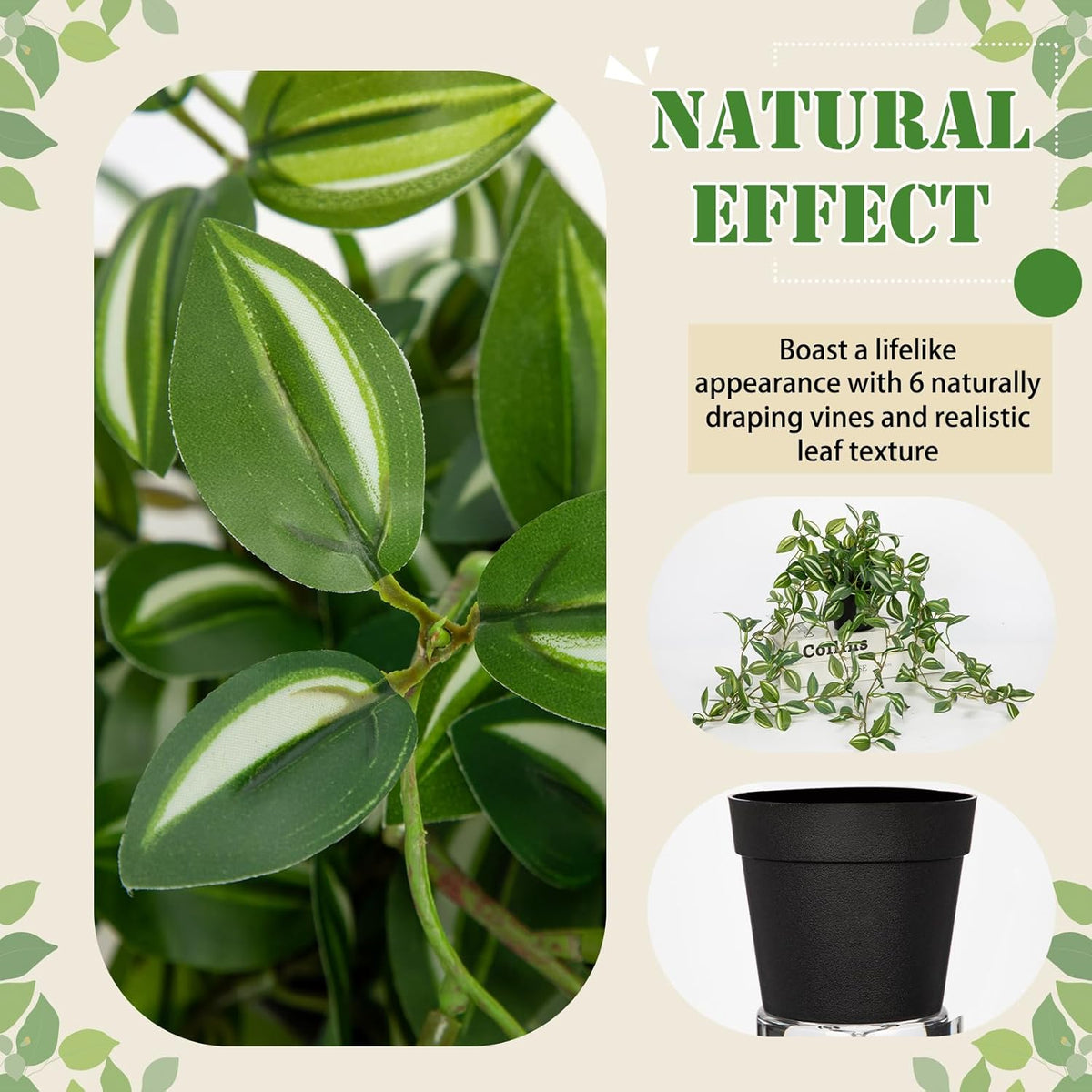 2 Pack Fake Hanging Plants for Shelf in Back Pot, Small Artificial Hanging Ivy Vine Plants Indoor