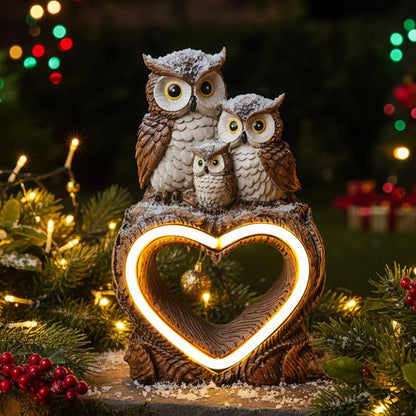 Solar Garden Decor Statues 7" Resin Solar Owl Waterproof Garden Owl Decor for Outside Yard Patio